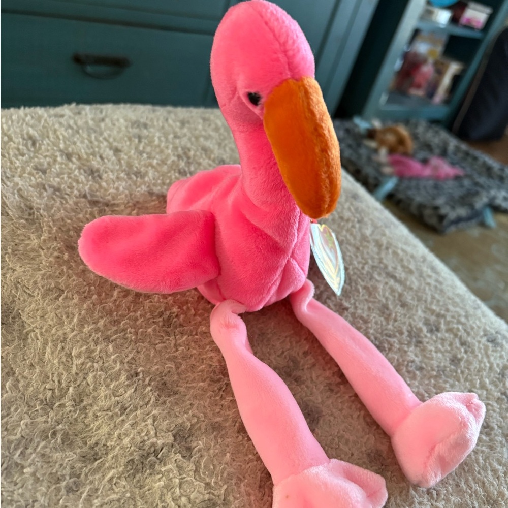 Pink Plush Flamingo Toy Ty vintage great shape!